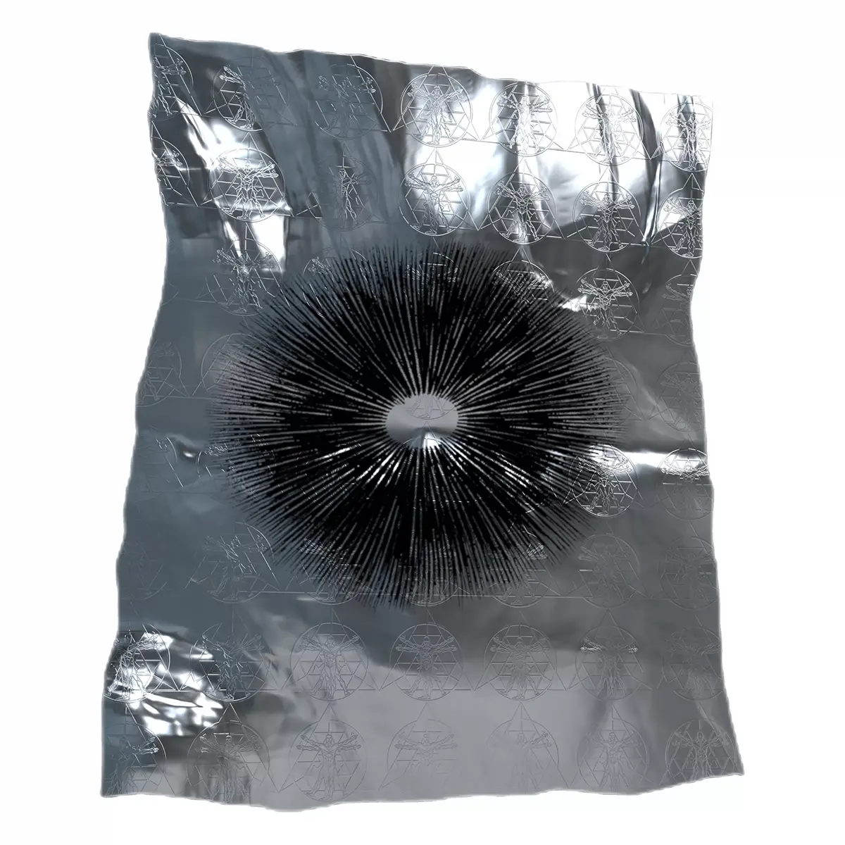 closeup image of spore print on metallic foil