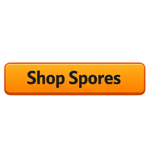 orange and black button that says "shop spores"
