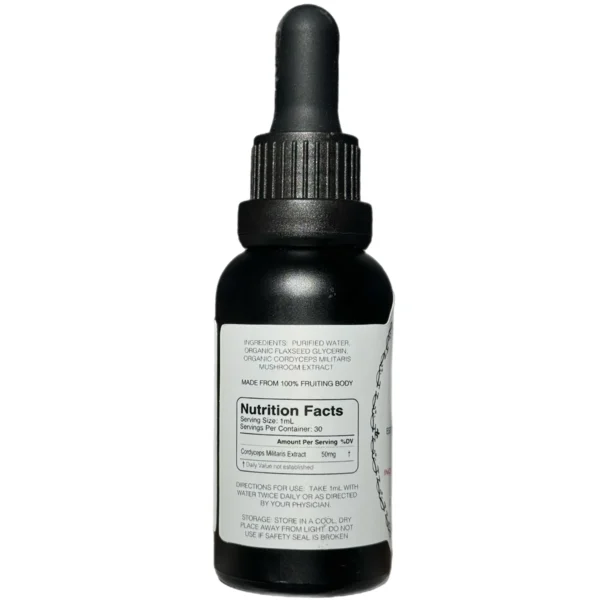 cordyceps tincture "energy" bottle back listing ingredients