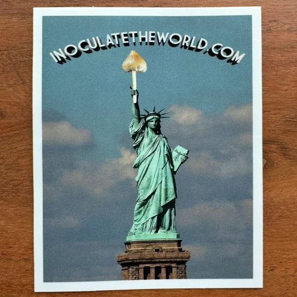 statue of liberty holding mushroom sticker