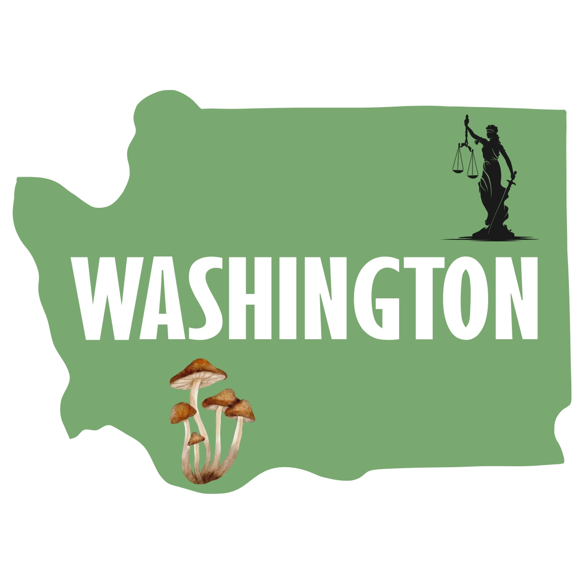 washington state map shape with mushrooms