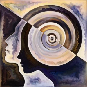 Abstract art showing the intertwining connection of two minds and souls together